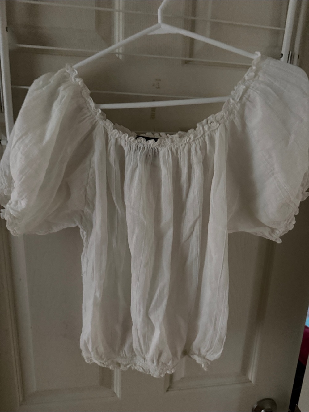 White Off-Shoulder Peasant Top - Women's Lightweight Blouse